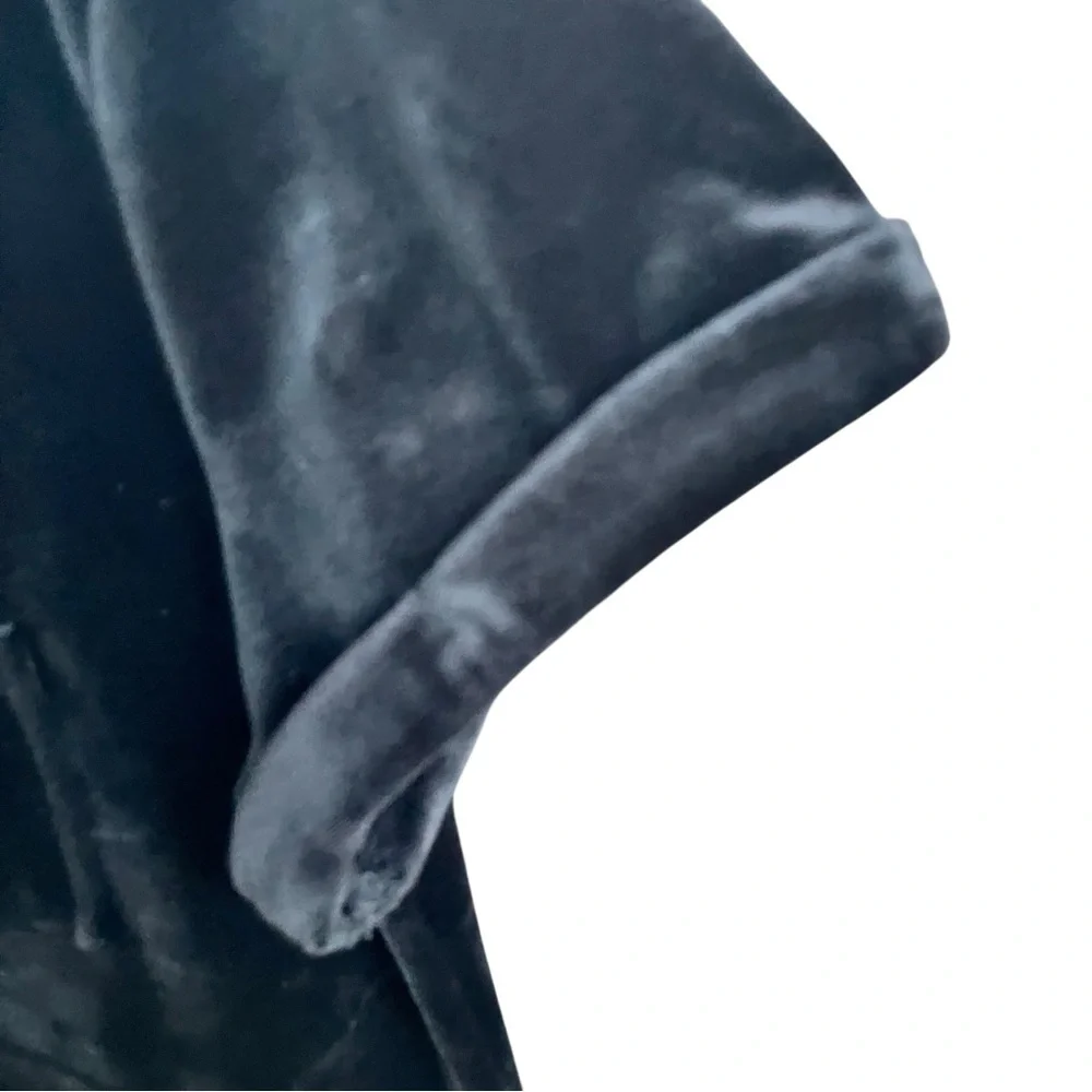 DKNYT Black Velour Pocket Tee Y2K‎ Soft Grunge Streetwear, Medium